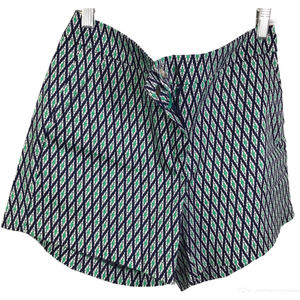 Kenar Women's Shorts Green Blue Herringbone Flat Front Cotton Stretch Mid-Rise 8